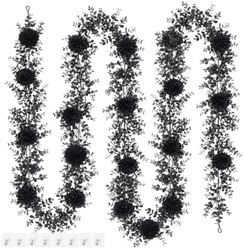 Black Eucalyptus Garlands, 4Pcs, 5.8 FT, Artificial Halloween by Unknown