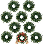 10 Pcs Christmas DIY Gree Wreath 10 Inch Green Artificial Wreaths DIY Faux Plain Wreaths Front Door Green Farmhouse Cabinets Wreath Indoor Outdoor Wall Decor(Willow Pine) by Gosodeny