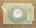 Solino Home 100% Pure Linen Placemats Green Hemstitch, 14 x 19 in, Set of 6 - Image 2