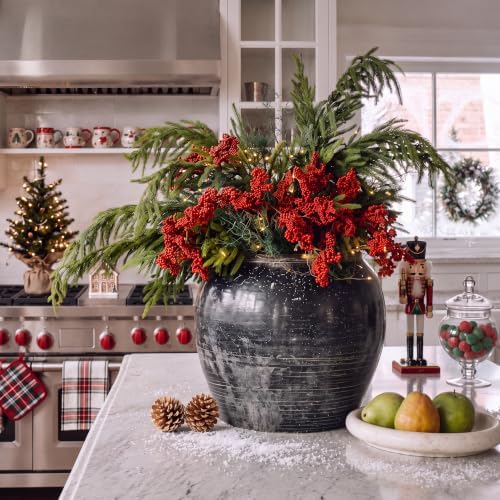 Wavwavw 12 Pcs Artificial Christmas Red Berries Norfolk Picks, 24.8" Stems by Wavwavw
