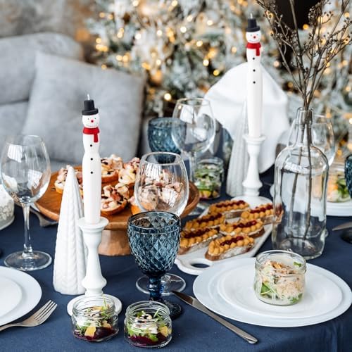 Nuanchu 6 Pcs Christmas Snowman Taper Candle White Table Centerpieces Decor - Image 5