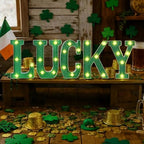 VIHOSE 5 Pcs St. Patrick's Day LED Letter Lights Sign Plastic Lucky Letters Light up Table Top Sign Irish Lucky Light up Room Decor Gifts for Home Decoration Bar Party Bedroom by VIHOSE