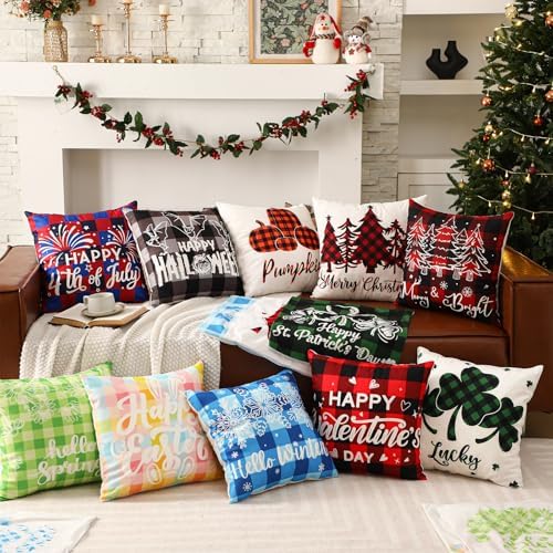 Mindsoft 20 Pcs Holiday Pillow Covers 18 x 18 Easter Pillow Cover Spring Summer 250th Anniversary Pillowcase Decorative Seasonal Cushion Case for Farmhouse Home Sofa(Color Stripes) - Image 4