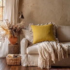 patdrea Vintage Yellow Linen Throw Pillow Covers,Set of 2,18"x18"-Kubum - Image 3