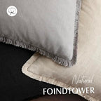 Foindtower Decorative Linen Fringe Throw Pillow Covers 22×22 Light Gray - Image 4