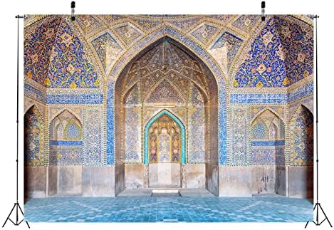 BELECO 9x6ft Fabric Islam Mosque Backdrop Seyyed Mosque Wall Covered with Mosaic and Calligraphic Inscriptions Background Islamic Religious Belief Photo Booth Shoot Studio Props - Image 4