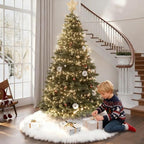 60 Inch White Faux Fur Christmas Tree Skirt Plush Xmas Tree Base Cover - Image 6