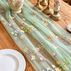 3 Pcs Floral Table Runner 10ft Embroidery Soft Flower Tulle - Image 6