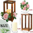 Hushee 30 Pcs Wooden Wedding Lantern Centerpiece, Pink Rose, Brown - Image 2