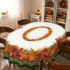 Oval Fall Tablecloth 60x120 Inch, Thanksgiving Autumn Harves Turkey Pumpkin Table Cloth, Waterproof Wrinkle Resistant Table Cover for Fall Decorations Decor by Unknown