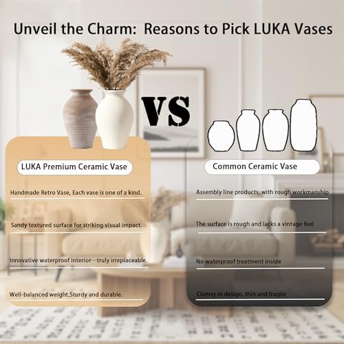 Ceramic Rustic Farmhouse Vase, 9.2 inch Whitewashed Terracotta Vase - Image 6