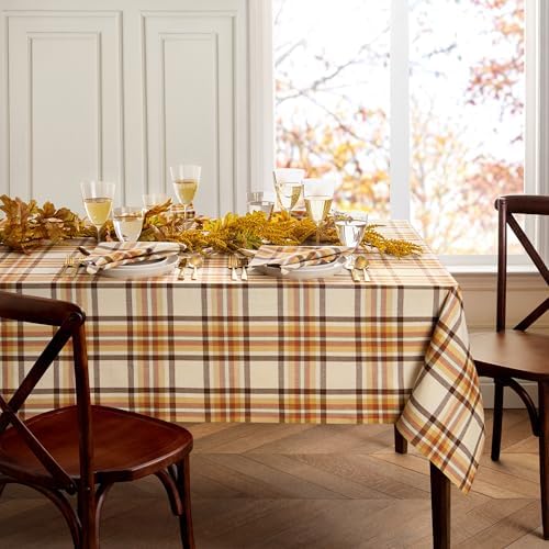 Threadmade Russet Harvest Woven Plaid Tablecloth, Multicolor - 60"W x 120"L - Image 2