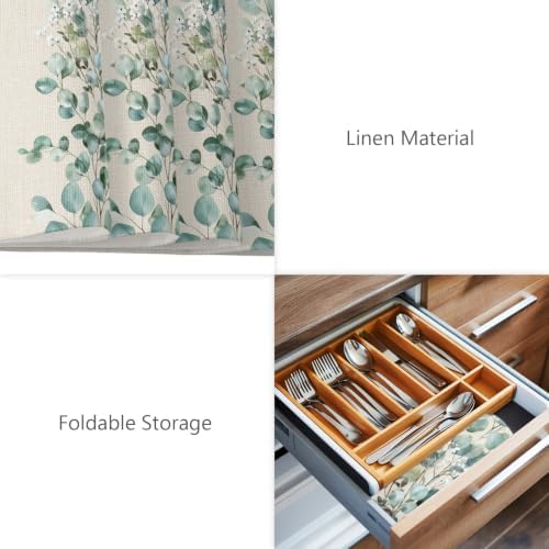 Cotton and Linen Eucalyptus Leaf Placemats Set of 6 Linen Place Mats Washable Table Mats Indoor/Outdoor Placemats for Dinging Table, 13 x 19 Inches - Image 6