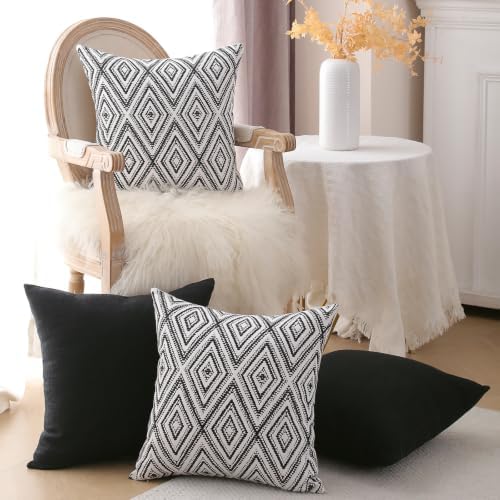 HPUK Throw Pillow Covers 20x20, 4 Pack, Black Textured Couch Pillow Covers - Image 4