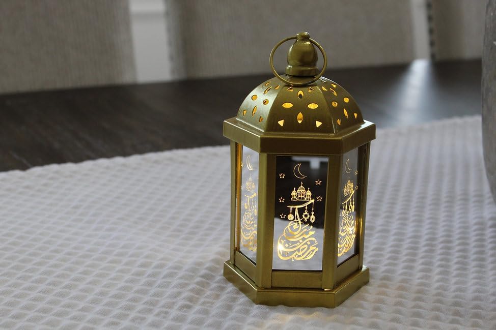 Metal Gold Lantern for Eid Mubarak Muslim Festive Ramadan Decorations | Premium Quality Decoratives for Home Indoors, Outdoors, Parties, Housewarming, Gifting, Loved Ones, Large - Image 5