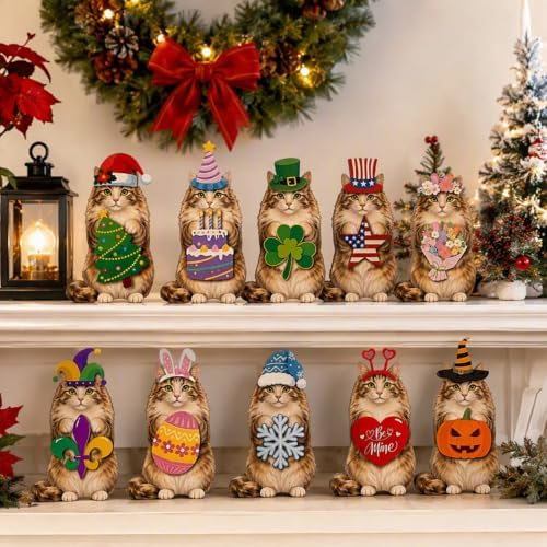 Magnetic Wooden Animal Figurine Interchangeable Holiday Decor (W) - Image 4
