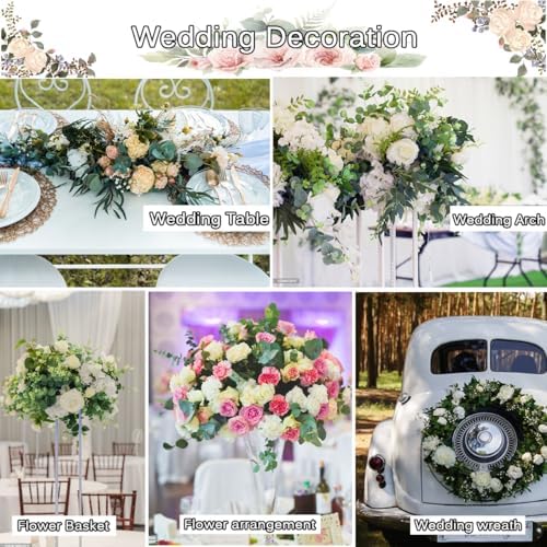 Mixed Eucalyptus Leaves Stems Bulk Artificial Silver Dollar Leaves Picks Dried Eucalyptus Bundle Faux Spray for Wedding Vase Bouquet Decor (240, Green) - Image 5