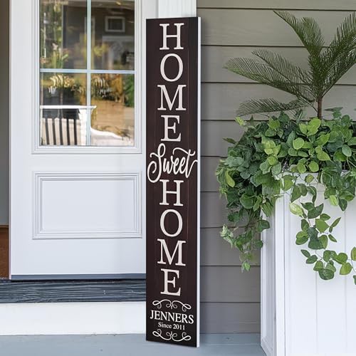 Personalized Welcome Sign for Front Door, Custom Welcome Sign for Porch Outdoor Welcome Home Decorations, 48"x8" PVC Sign (Design 8) by BasicFundamentals