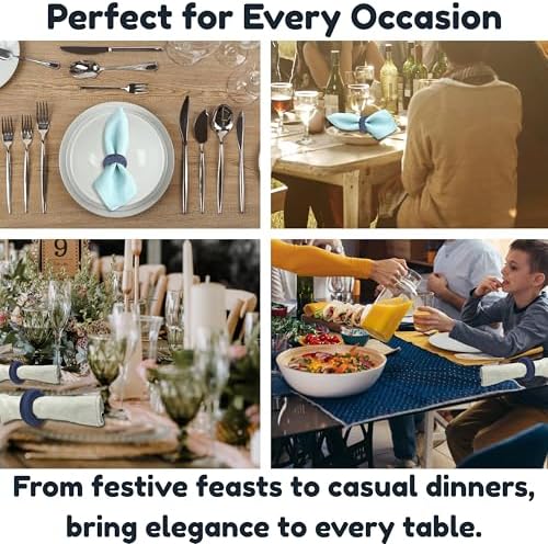 Alpha Living Home Woven Napkin Rings, 50-Pack, Navy Blue - Image 5