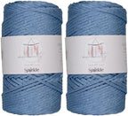 Makromecity Sparkle 2 Skeins of Polypropylene Macrame Cord 3mm x 131 Yards (394 feet) Premium Polyester Macrame Cord for Macrame Art & Crafts for Wall Hangings, Bags, Underplate, Rug by Makromecity