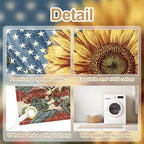 16x7FT Patriotic Garage Door Banner, Ameri-ca Flag with Sunflower Vintage Design, Extra Large Outdoor Garage Door Cover for Independence Day and Home Decor - Image 4
