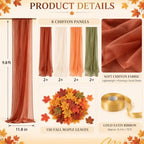 Cinrobiye Fall Table Decorations Set with 8 Pcs Colorful Chiffon Table Runners Artificial Maple Leaves Decorative Ribbon for Thanksgiving Autumn Harvest Wedding Party Home Seasonal Decor - Image 2