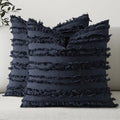 MIULEE Boho Linen Striped Throw Pillow Covers 20x20, Navy Blue by MIULEE