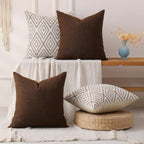 HPUK Throw Pillow Covers 18x18, Set of 4, Chocolate Couch Pillow Covers - Image 5