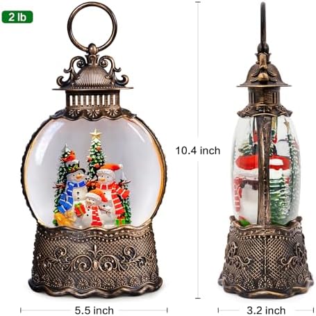 Christmas Snow Globes Lantern with Music, Snowman Snow Globes with Swirling Glitter Effects, USB/Battery Powered with 6-Hour Timer, Christmas Decorations - Image 4