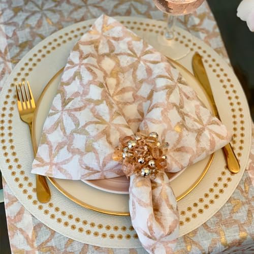 Bodrum Pearls Round Embroidered Placemats Set of 4 – 15" Elegant Table Mats for Dining, Weddings & Special Occasions, Decorative, Wipe-Clean Vinyl Placemats, Antique White/Gold - Image 6