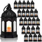 Hortsun 24 Pcs Mini Halloween Lantern Centerpiece with LED Candle,Black by Hortsun