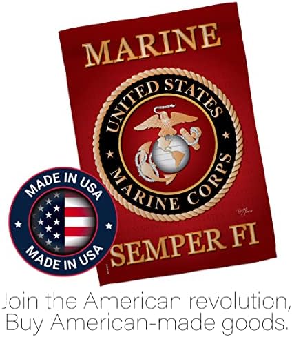 Marine Corps Garden Flag - Set Wall Holder Armed Forces USMC Semper Fi United State American Military Veteran Retire Official - House Banner Small Yard Gift Double-Sided Made In USA 13 X 18.5 - Image 5