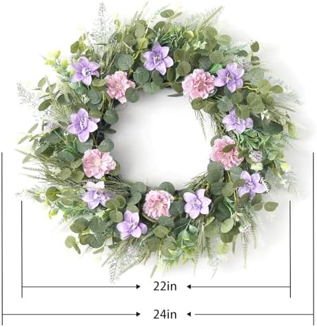 Petalivebloom 22-Inch Peony Wreath for Front Door, Spring Floral Decor - Image 2