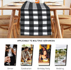 Cupuamon Fabric Checkered Table Runner 12 Pack Waterproof Gingham Table Runner 14W x 108L Buffalo Check Table Runners for Parties Kitchen Dining Wedding Banquet (Black and White) - Image 3