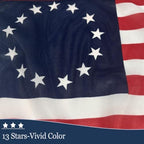 JRED Betsy Ross 13 Stars American Flags on Stick 6 Pack, 12x18 Inch 250 Anniversary Handheld US Flags with Retractable Stainless Steel Pole Safety Spear Top for 4th of July - Image 3