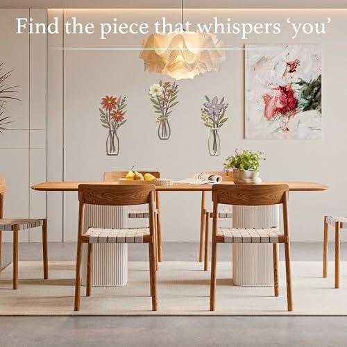 3 Piece Metal Flower Wall Art for Bedroom Living Room Rustic Farmhouse Floral Wall Decor for Bathroom Dining Room Boho Home Decorations Modern Minimalism Walls Hanging Sculptures(Red Purple) - Image 4
