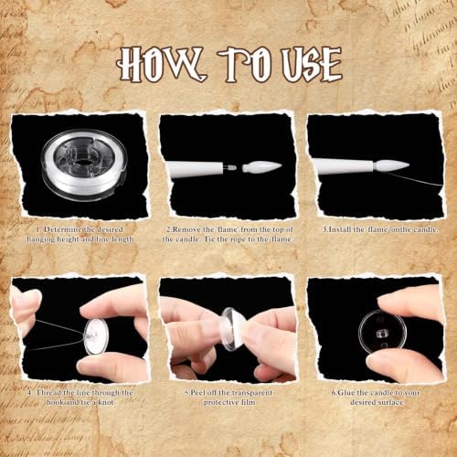 36 Pcs Remote Controlled Floating Magic Candles, Battery Operated Hanging Decor for Halloween Birthday Wedding Party, Includes Wand & Manual, Warm White Flickering LED for Spooky or Romantic Atmospher - Image 5