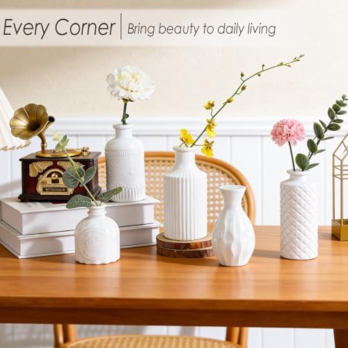 UPBUD White Glass Bud Vases Set of 12, Small Vases for Flowers, Mini Flower Vases in Bulk for Wedding Decoration, Vintage Vase for Baby Shower Centerpieces, Home Décor - Image 6