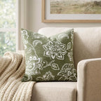 Set of 2 Chenille Floral Pillow Covers 20x20 Inch Sage Green - Image 4