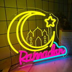 Ramadan Neon Sign Crescent Moon and Star Led Neon Light Ramadan Decoration for Home USB Powered Ramadan Lights for Party Eid Mubarak Decor Islamic Muslim Home Wall Decor Ramadan Gifts for Friends Family - Image 2