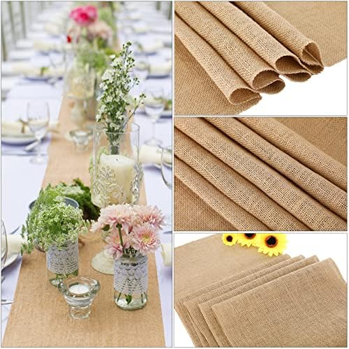 Buryeah 12 Pack Burlap Table Runners 12x71 Inch Rustic Farmhouse Wedding - Image 3