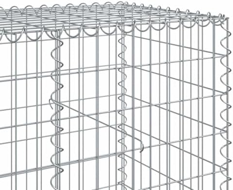vidaxl Gabion Basket with Cover - Sturdy Galvanized Iron, 295.3"x39.4"x39.4", Outdoor Landscaping & Decor - Image 4