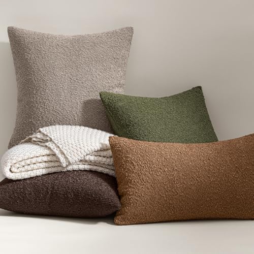 MIULEE 18x18 Decorative Boucle Couch Pillow Covers Light Taupe - Image 5