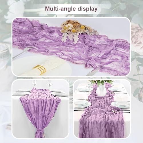 10 Pack Lilac Cheesecloth Table Runner 35x120 Inch 10Ft Rustic Gauze Cheese Cloth Table Runner Sheer Cheesecloth Table Runners for Wedding Party Bridal Shower Decoration - Image 5