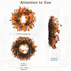 24" Fall Wreath for Front Door with Pinecones, Faux Maple, Berries & Acorns - Image 2