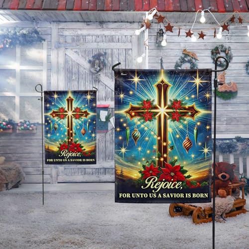 American Flag-Christian Cross Christmas Flag Rejoice For Unto Us A Savior Is Born Flag MLN4029F, 3x5 ft. Flag-USA Flags Premium Polyester-Decorative Indoor Outdoor Flag - Image 5