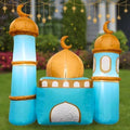 6FT Ramadan Inflatable Teal and Bronze Mosque - Islamic Ramadan Decor for Outdoor Front/Back Lawns, Built-in LED Lights and Fan to Blow Up with Air, Iftar/Eid Gift by RamadanInflatablesLLC