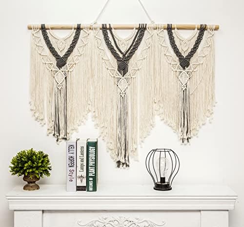 guzhiou Large Macrame Wall Hanging, Boho Woven Tapestry Decor Art, 43"x32" - Image 6