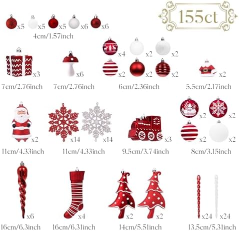 Valery Madelyn 155ct Christmas Ball Ornaments Tree Decorations Set - Image 3