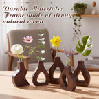 Blulu Set of 12 Small Wooden Vases Bulk for Centerpiece Mini Acacia Wood Vase for Faux Flowers Housewarming Gift Boho Minimalist Home Decor for Kitchen Table Living Room (Brown) - Image 2